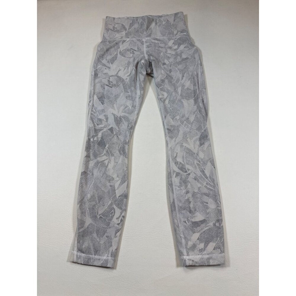 Lululemon Womens Patterned High-Waisted Leggings Sz 4 With Sheer Panels (BB350)